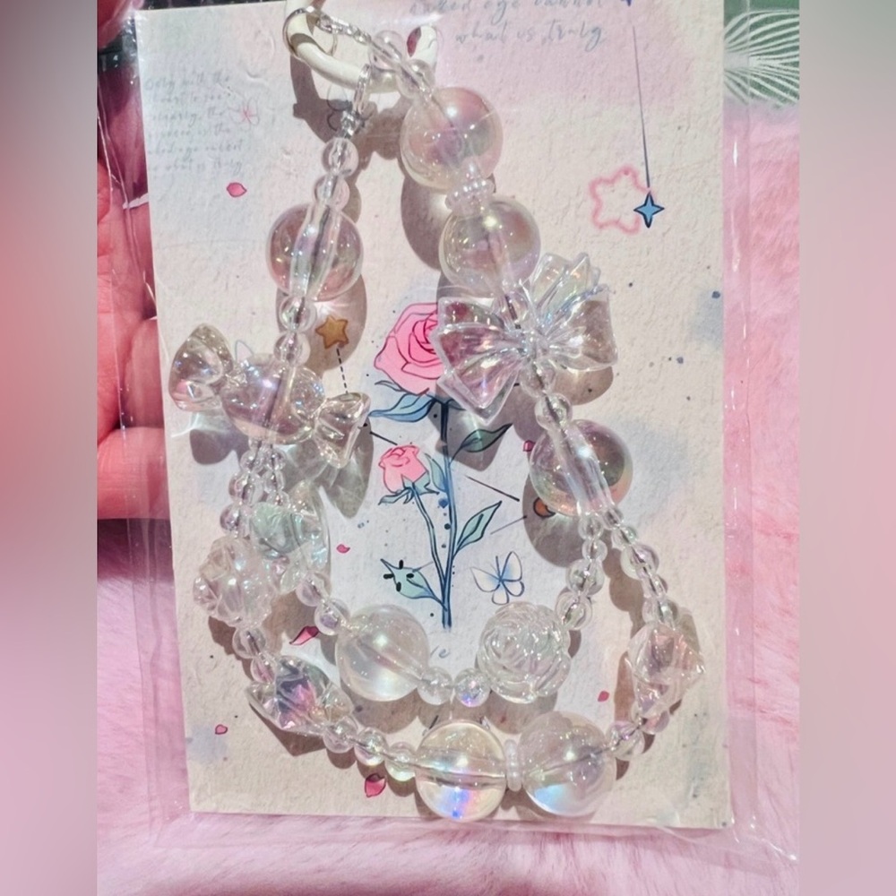 🌸Iridescent Beaded Bag/Phone Charm, Keychain